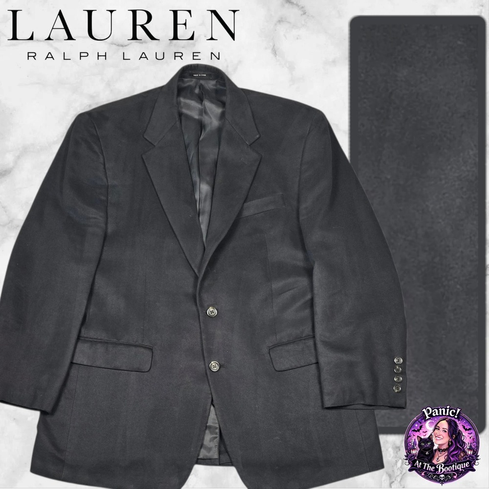 VTG Ralph Lauren LRL Blazer Mens 40R Black Faux Suede Soft Formal Union Made USA